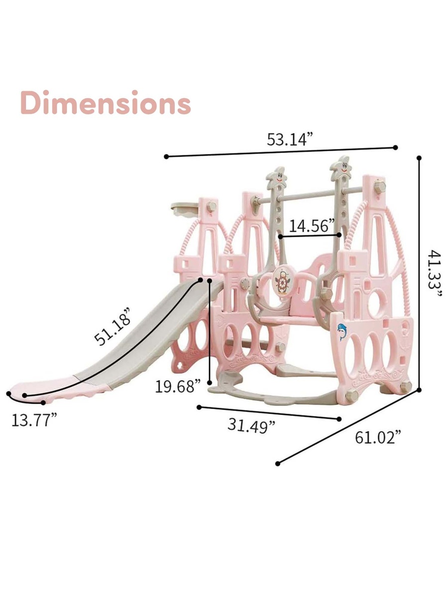 3in1 Swing with Slide - Pink