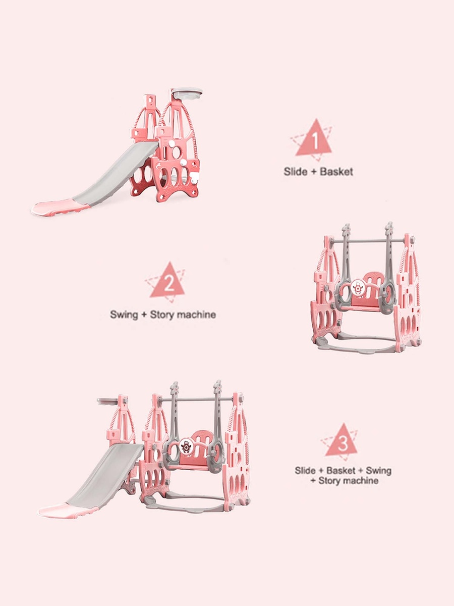 3in1 Swing with Slide - Pink