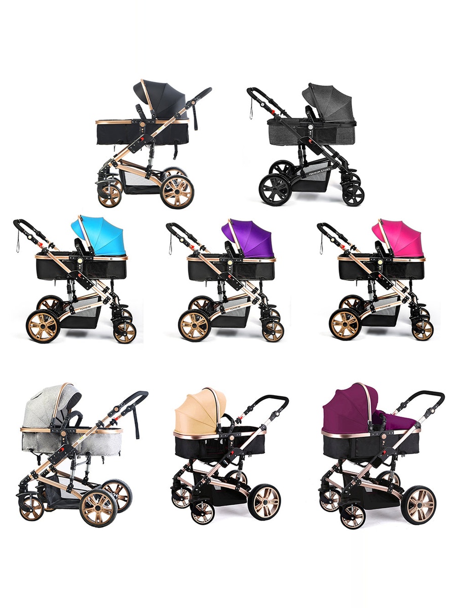 3 in 1 Pram Stroller - Black