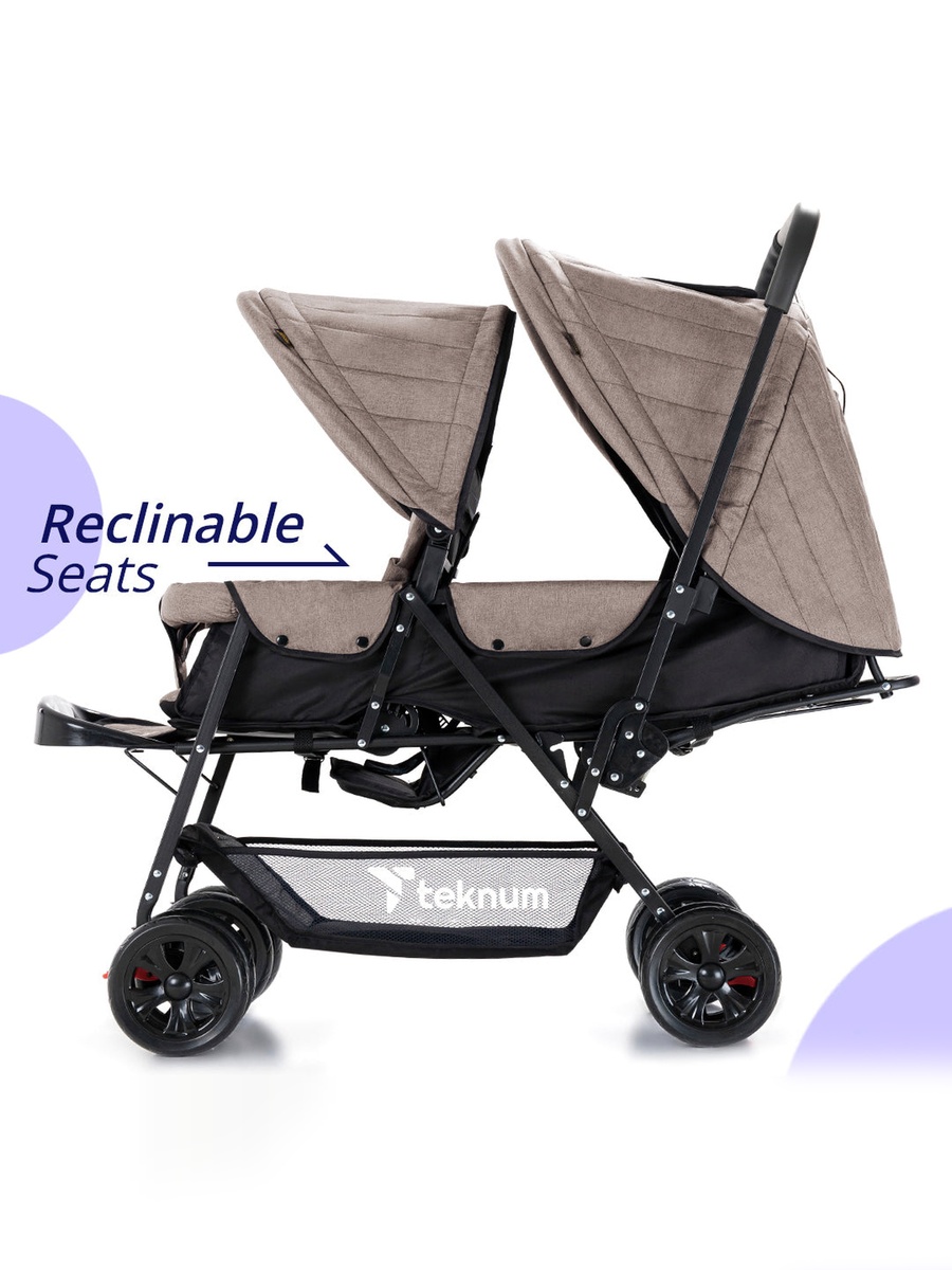 Double Baby Stroller - Khaki
