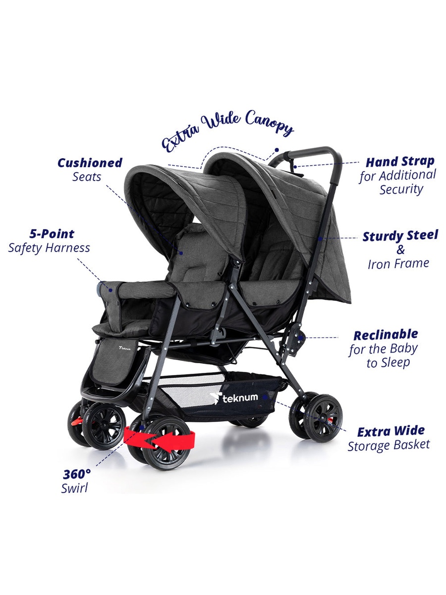 Double Stroller Combo - Dark Grey