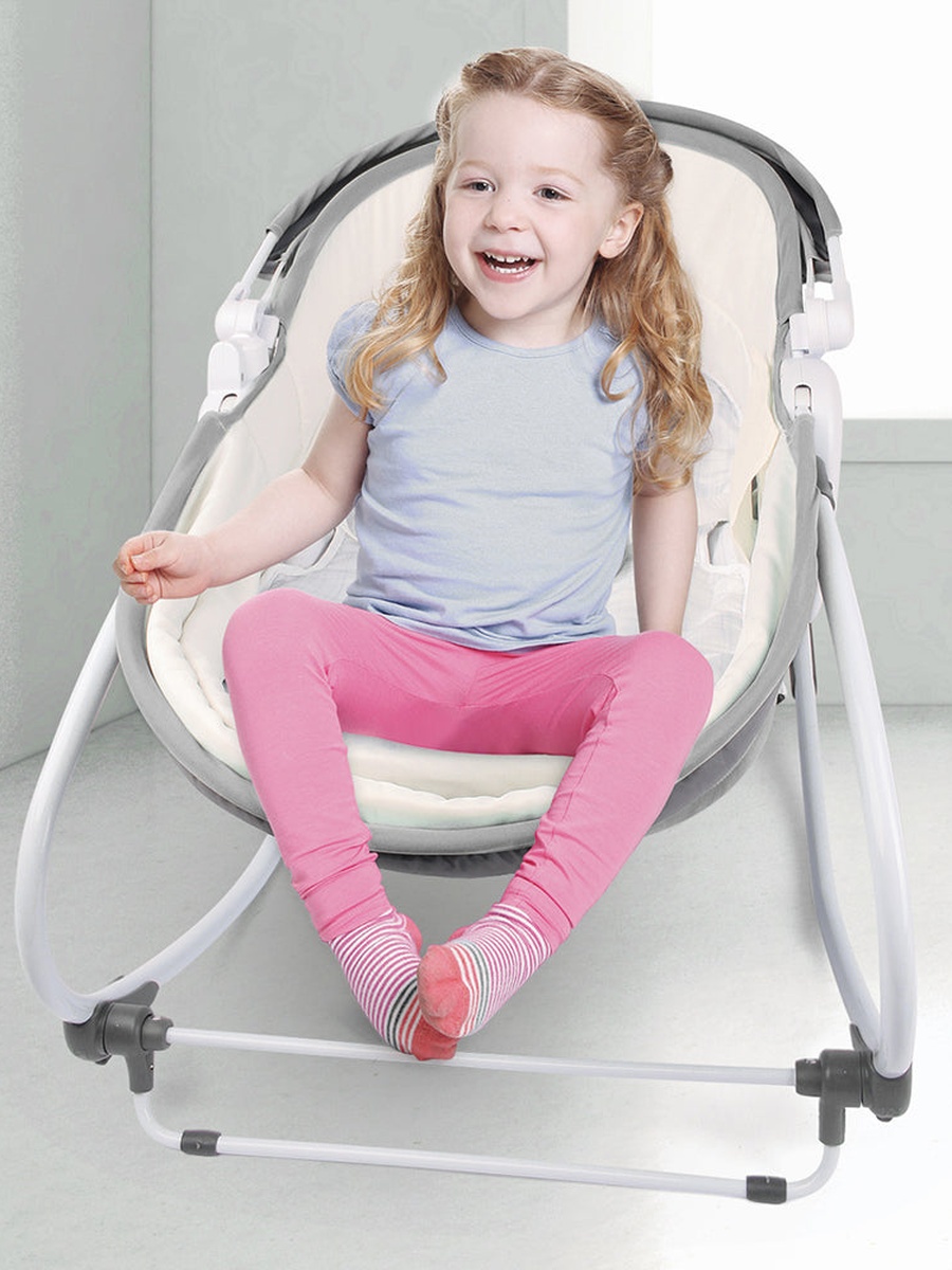 6-in-1 Cozy Rocker Bassinet with Wheels, Awning and Mosquito Net - Grey