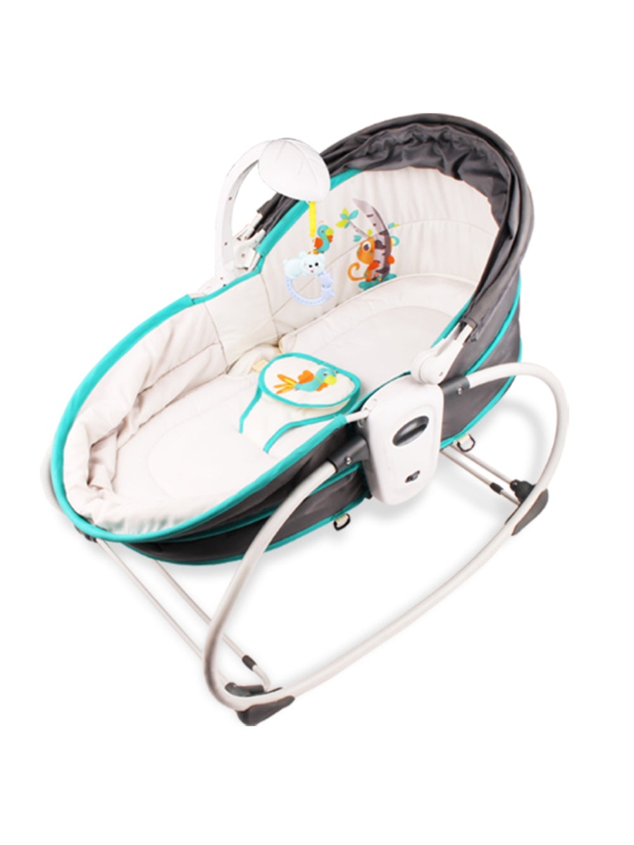 6-in-1 Cozy Rocker Bassinet with Wheels, Awning and Mosquito Net - Green