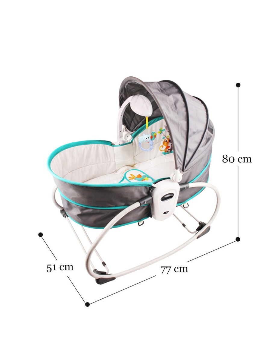 6-in-1 Cozy Rocker Bassinet with Wheels, Awning and Mosquito Net - Green