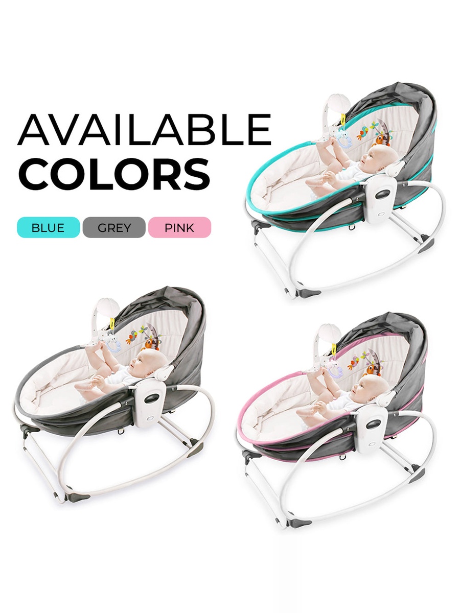 6-in-1 Cozy Rocker Bassinet with Wheels, Awning and Mosquito Net - Green