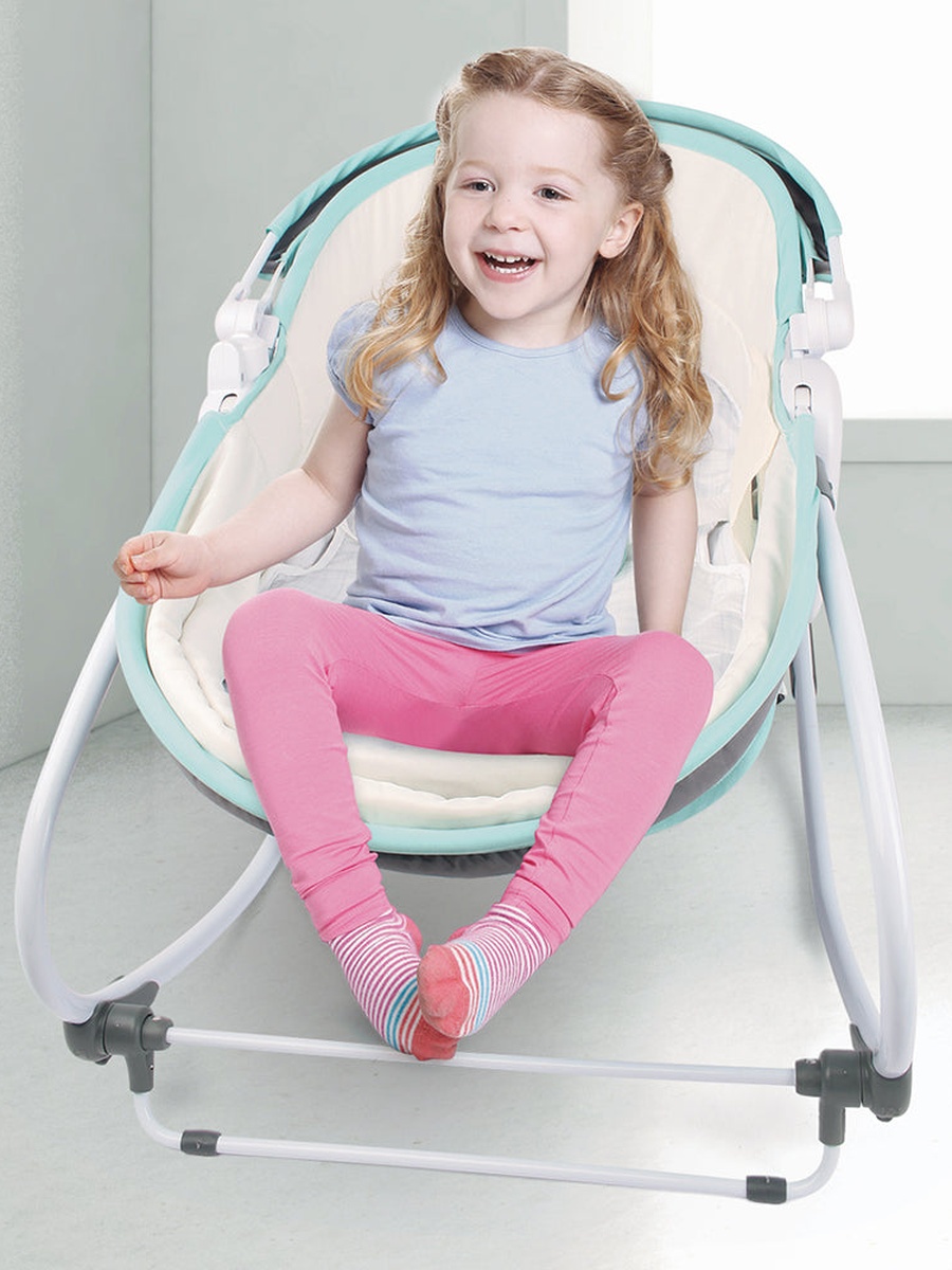 6-in-1 Cozy Rocker Bassinet with Wheels, Awning and Mosquito Net - Green
