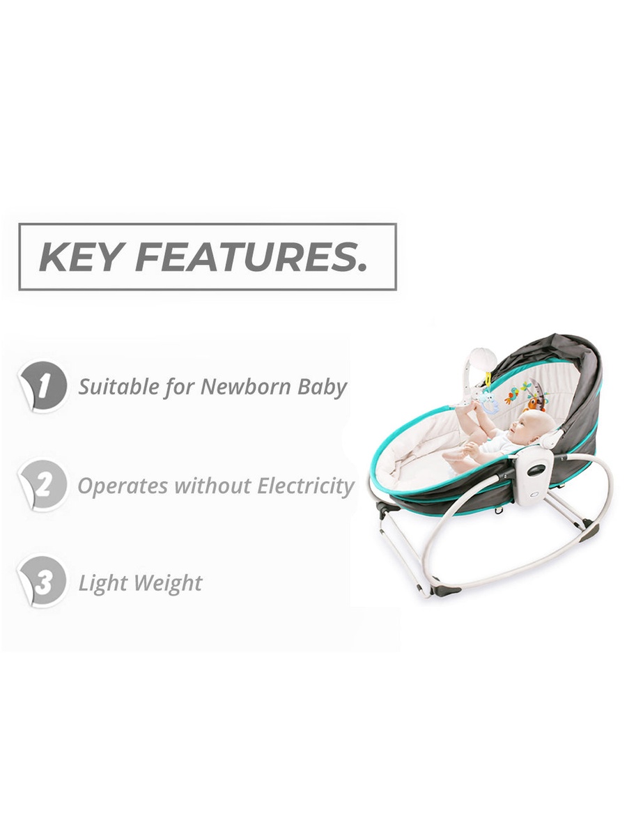 6-in-1 Cozy Rocker Bassinet with Wheels, Awning and Mosquito Net - Green