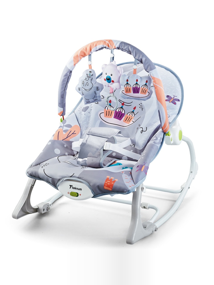 3In1 Rocker/Baby Seat/Recliner with Soothing Music - Party Grey 