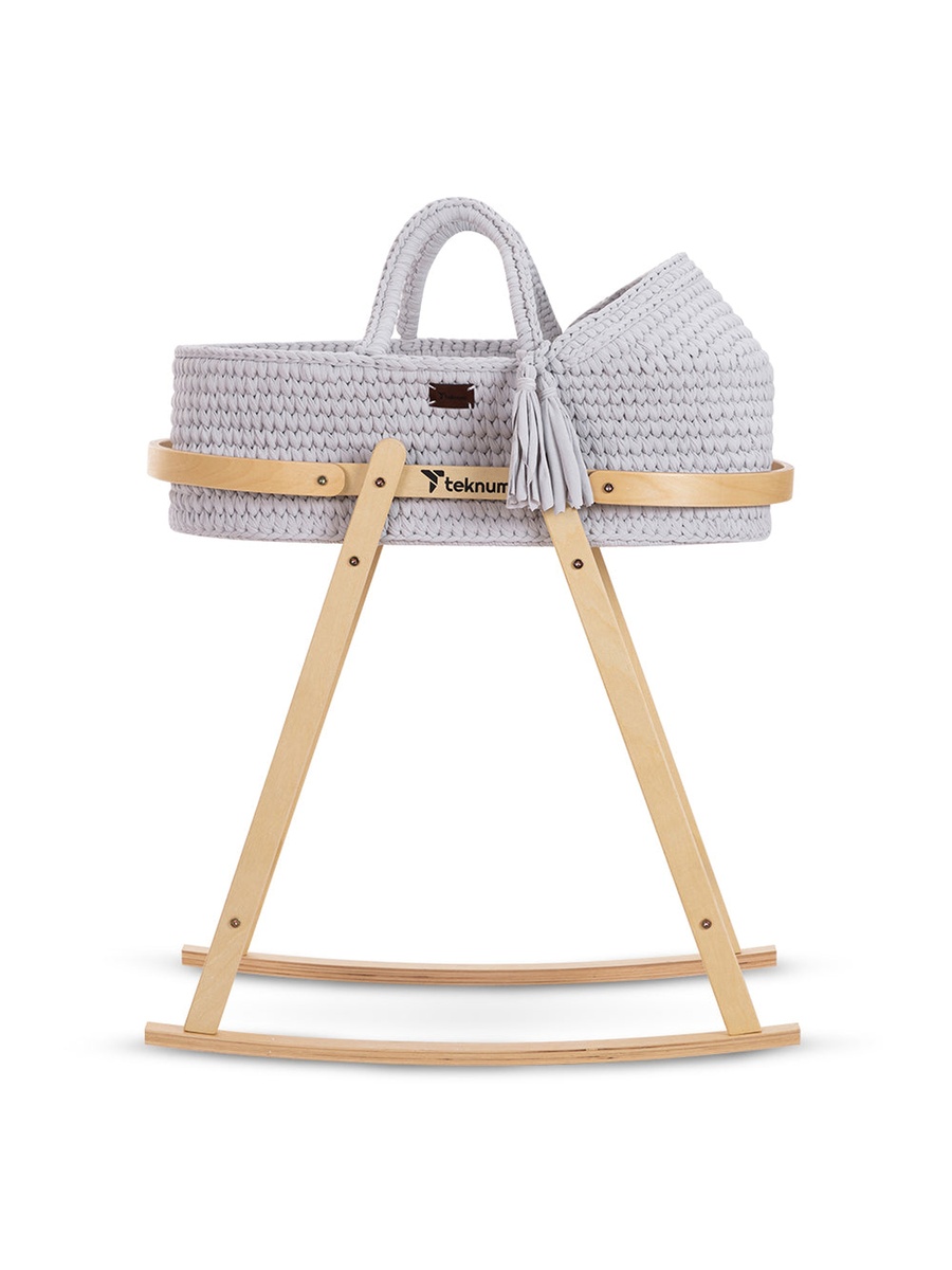 Moses Rope Basket with Stand - Grey