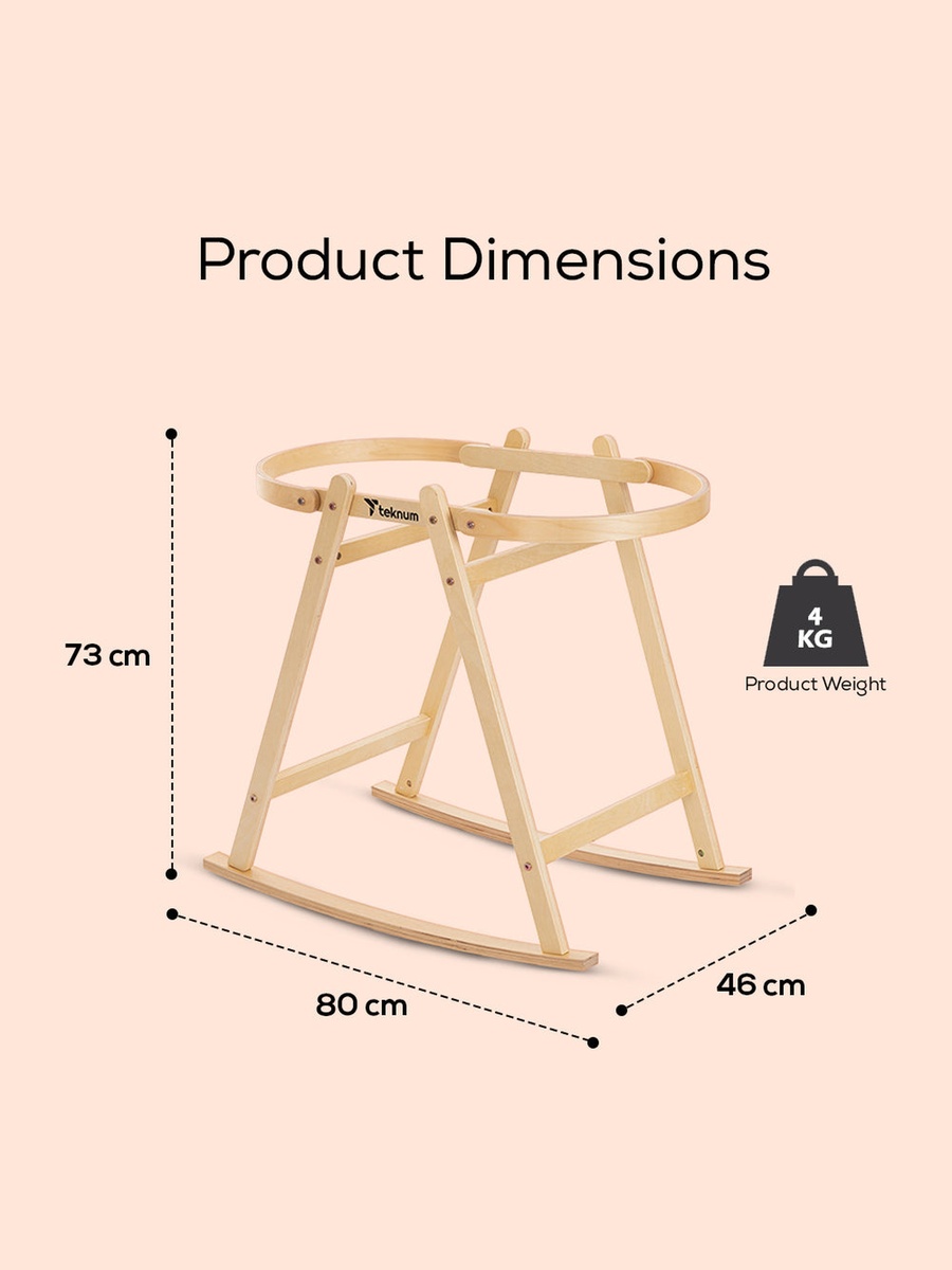 Moses Rope Basket with Stand - Grey