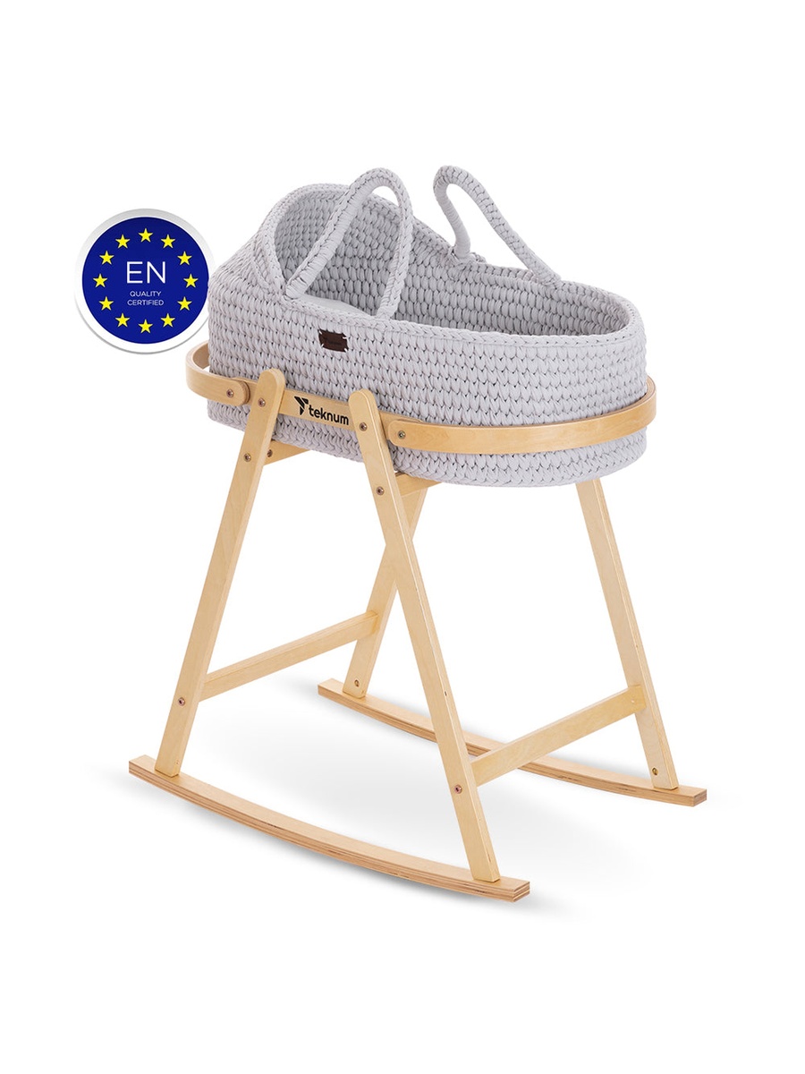 Moses Rope Basket with Stand - Grey