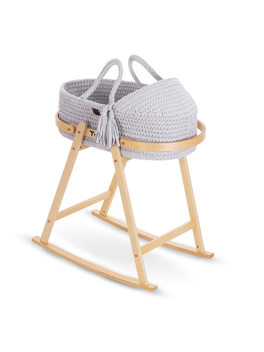 Moses Rope Basket with Stand - Grey