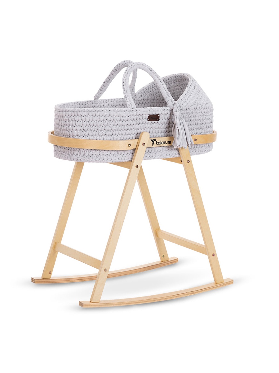 Moses Rope Basket with Stand - Grey