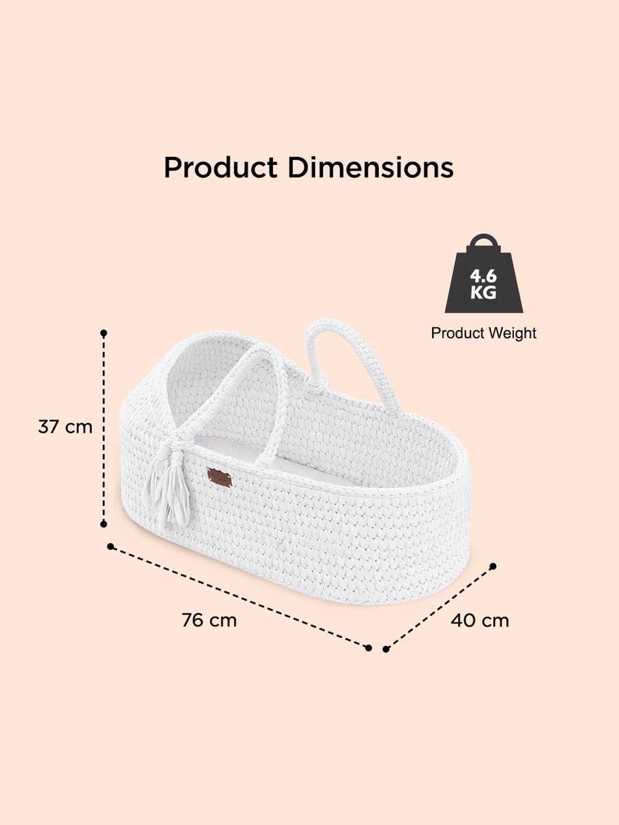 Moses Rope Basket with Stand - White