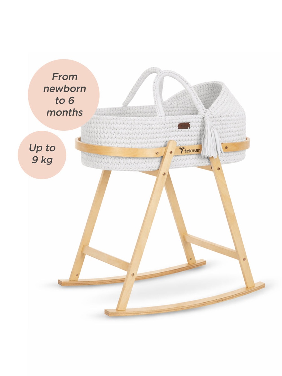 Moses Rope Basket with Stand - White