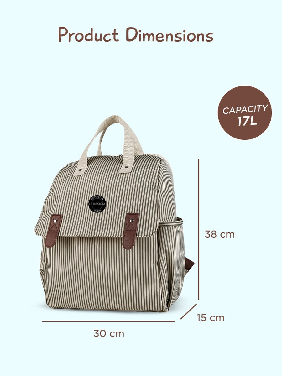 Set of 3 - Diaper Backpack with Changing Mat and Bottle Bag - Beige