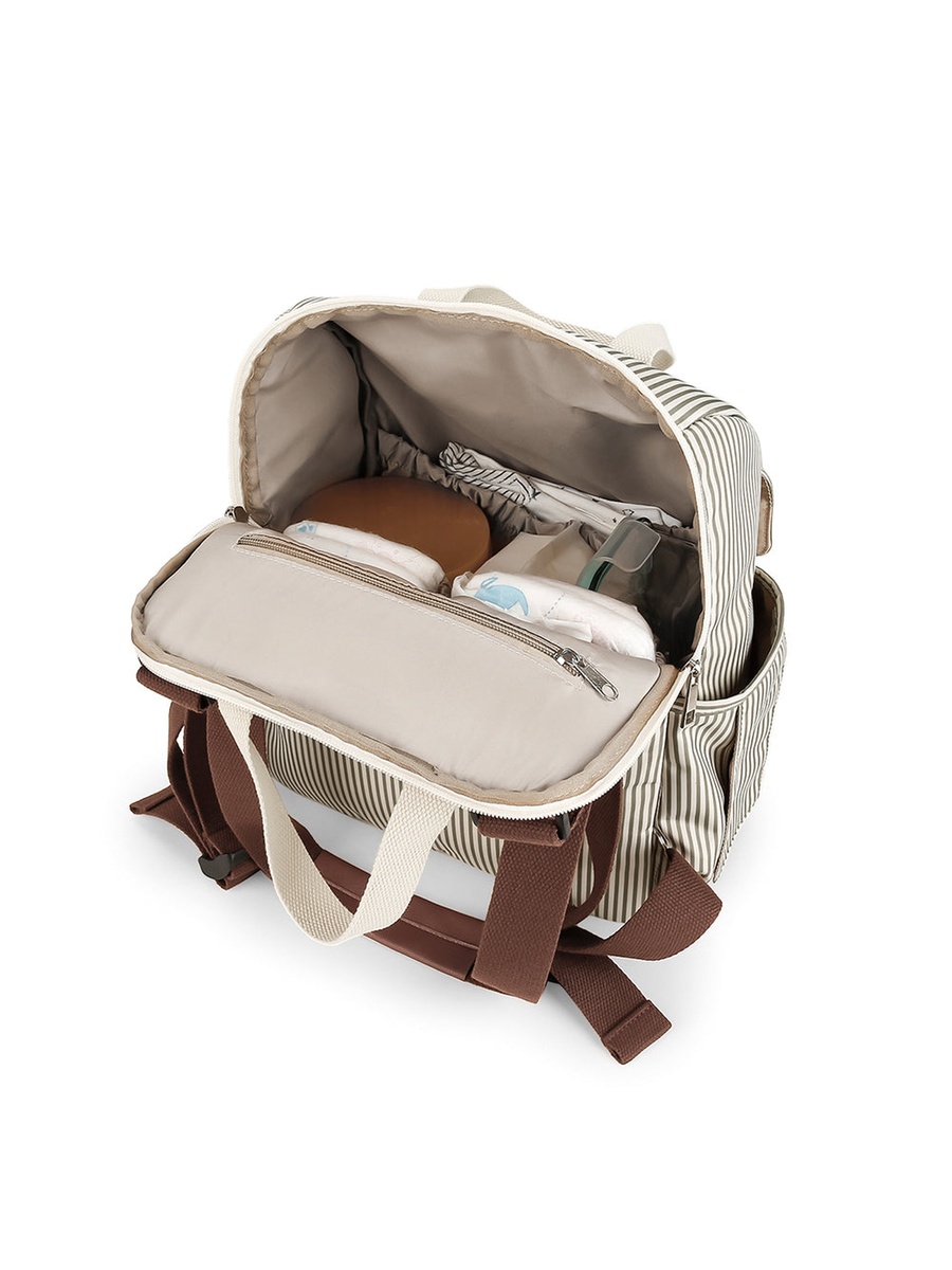 Set of 3 - Diaper Backpack with Changing Mat and Bottle Bag - Beige