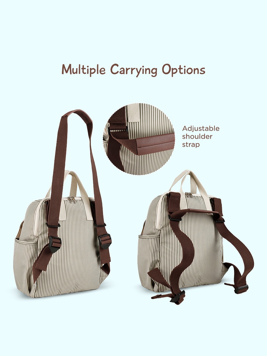 Set of 3 - Diaper Backpack with Changing Mat and Bottle Bag - Beige