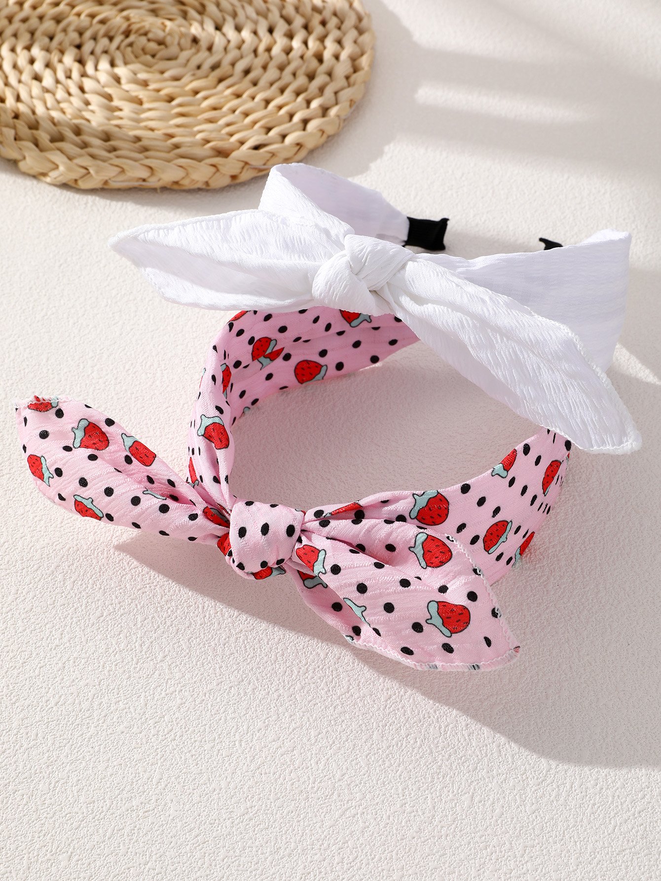 Pack of 2 - Girls Strawberry Print Headbands