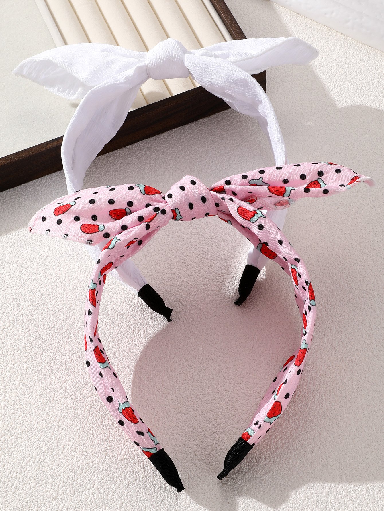 Pack of 2 - Girls Strawberry Print Headbands