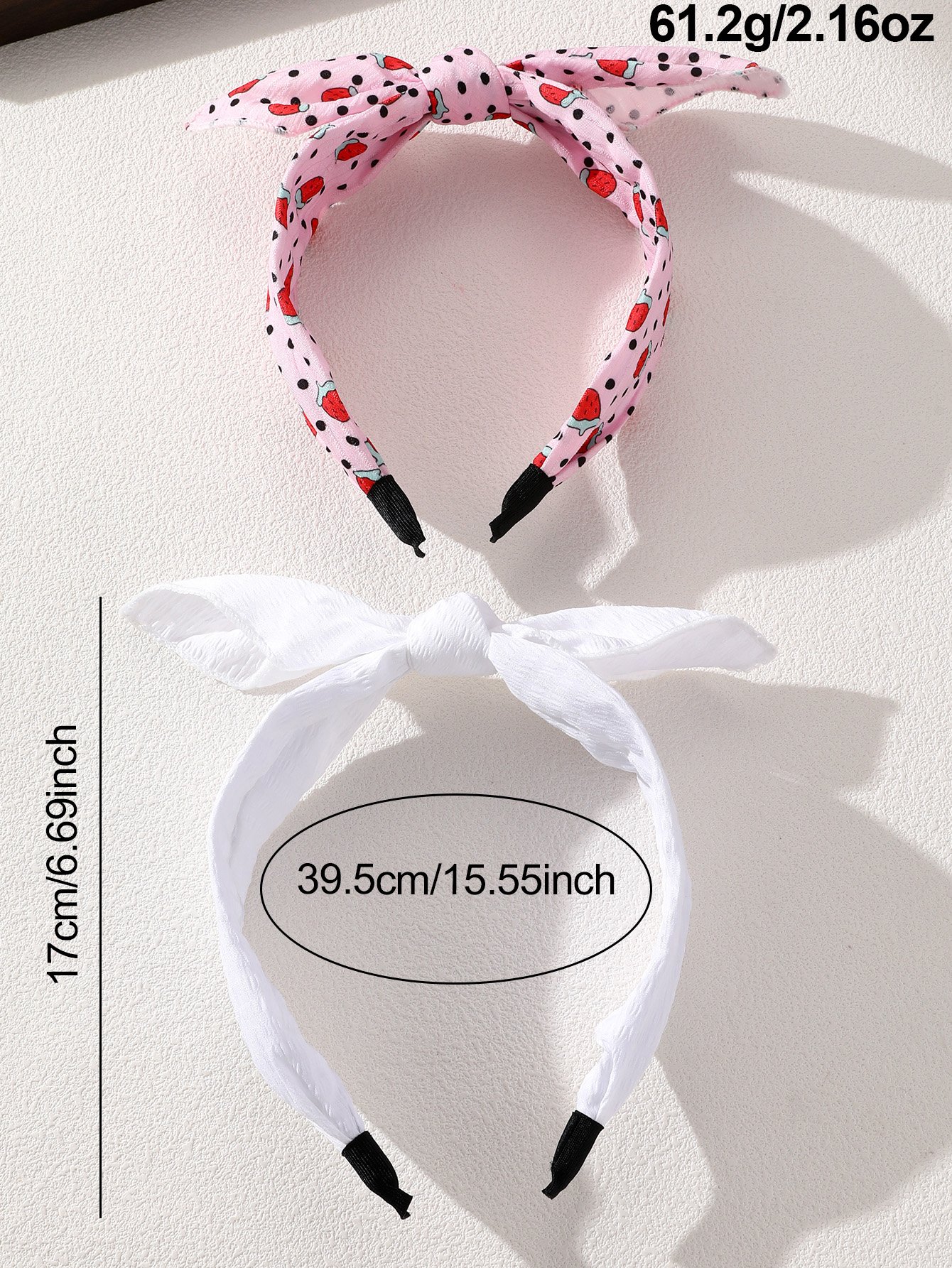 Pack of 2 - Girls Strawberry Print Headbands