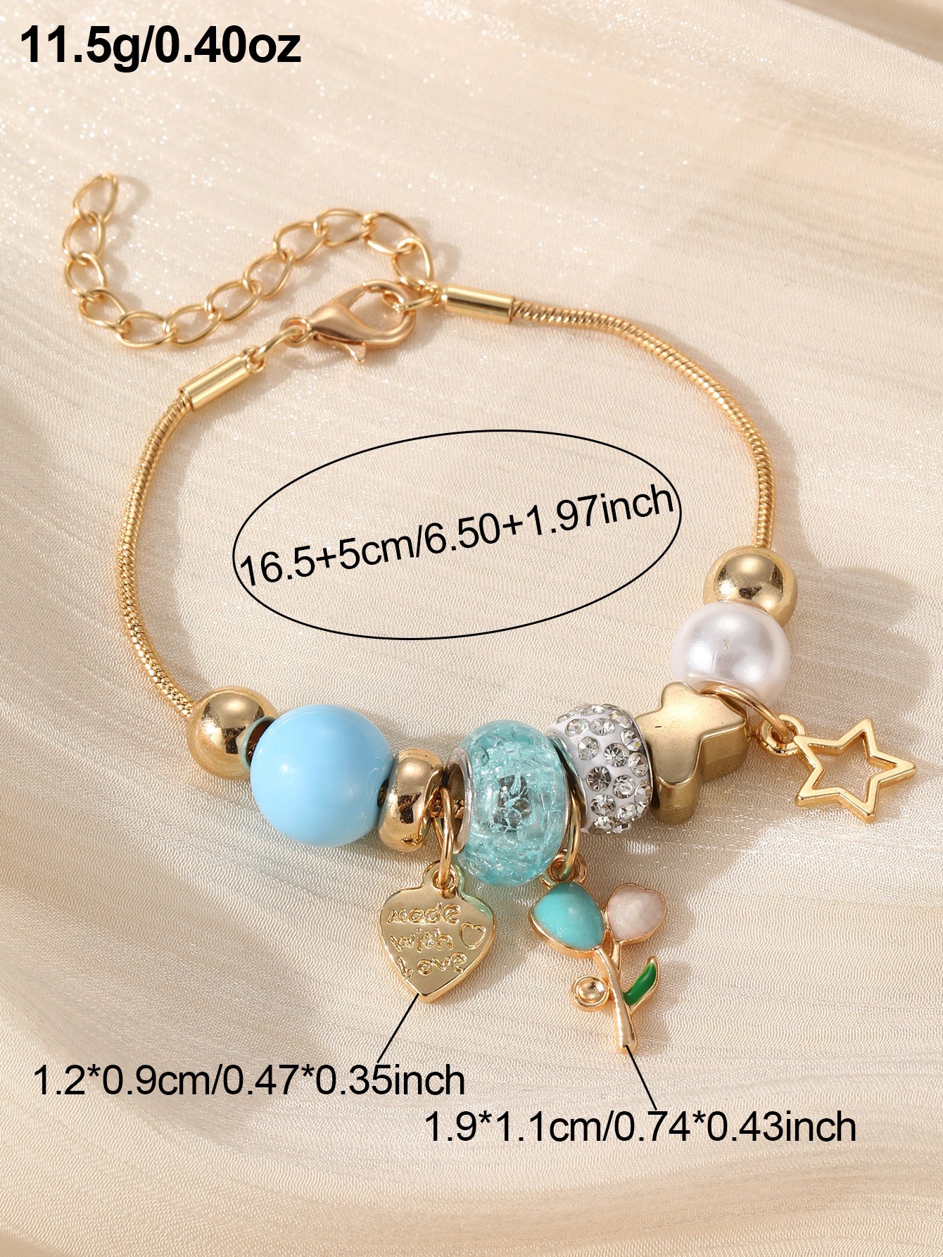 Kids Gold and Blue Charm Bracelet - Casual