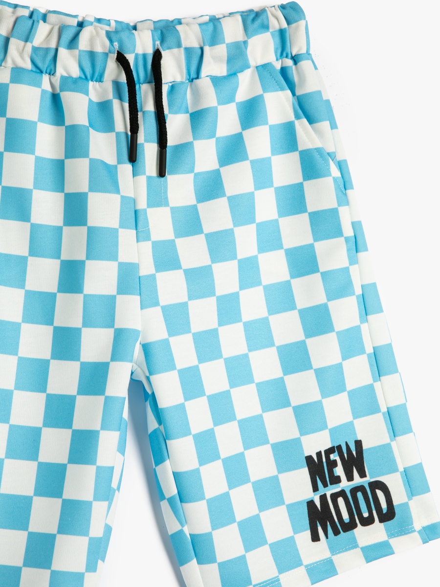 Checked Drawstring Shorts with Pockets