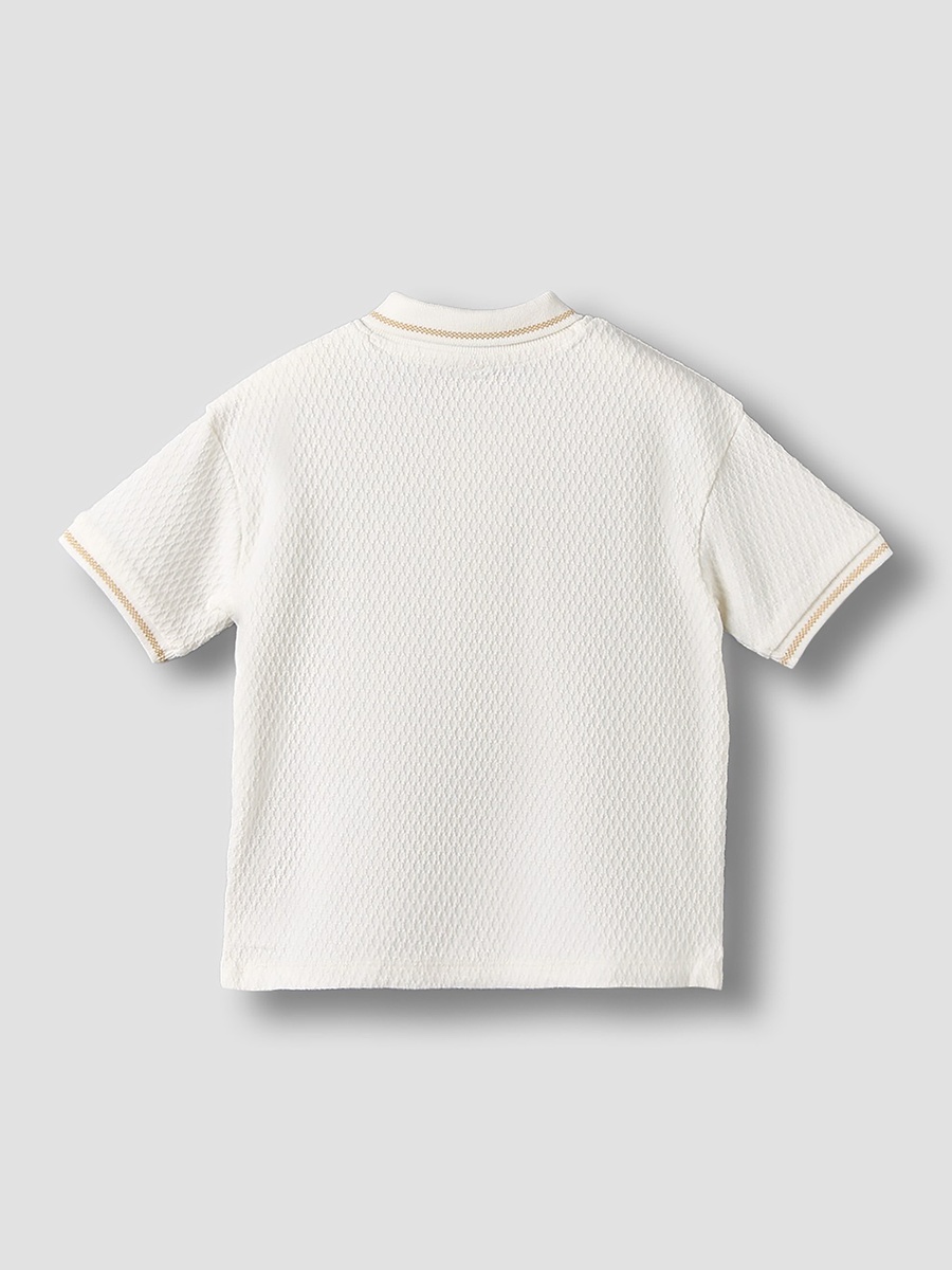 Collared Short Sleeves Polo T-Shirt with Textured Design