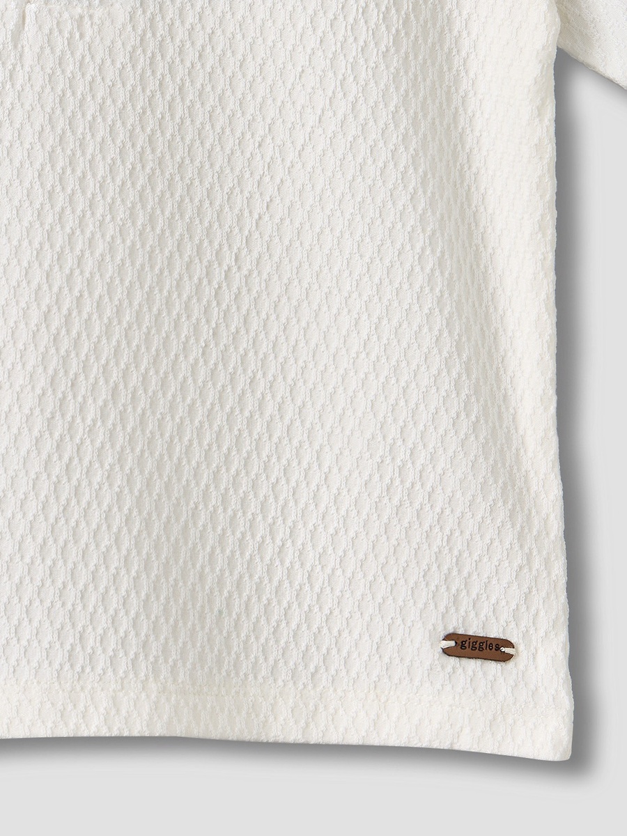 Collared Short Sleeves Polo T-Shirt with Textured Design