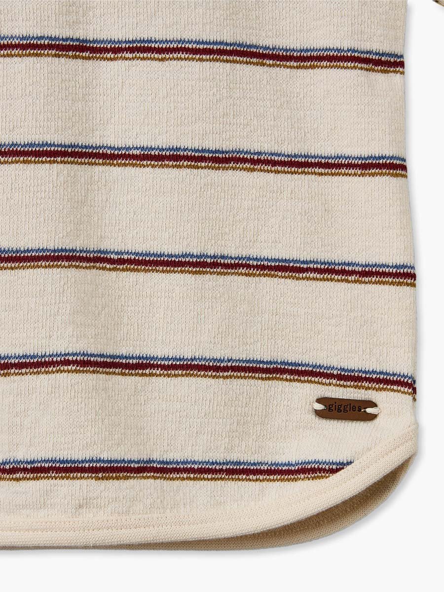 Henley Neck Short Sleeves T-Shirt with Striped Design