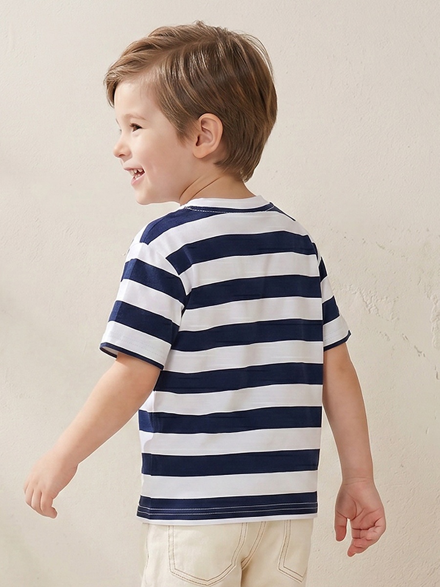 Crew Neck Short Sleeves T-Shirt with Stripes