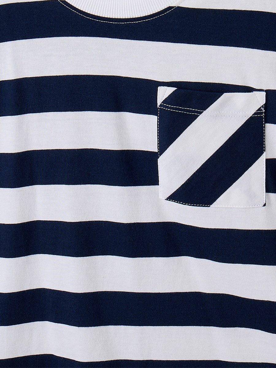 Crew Neck Short Sleeves T-Shirt with Stripes