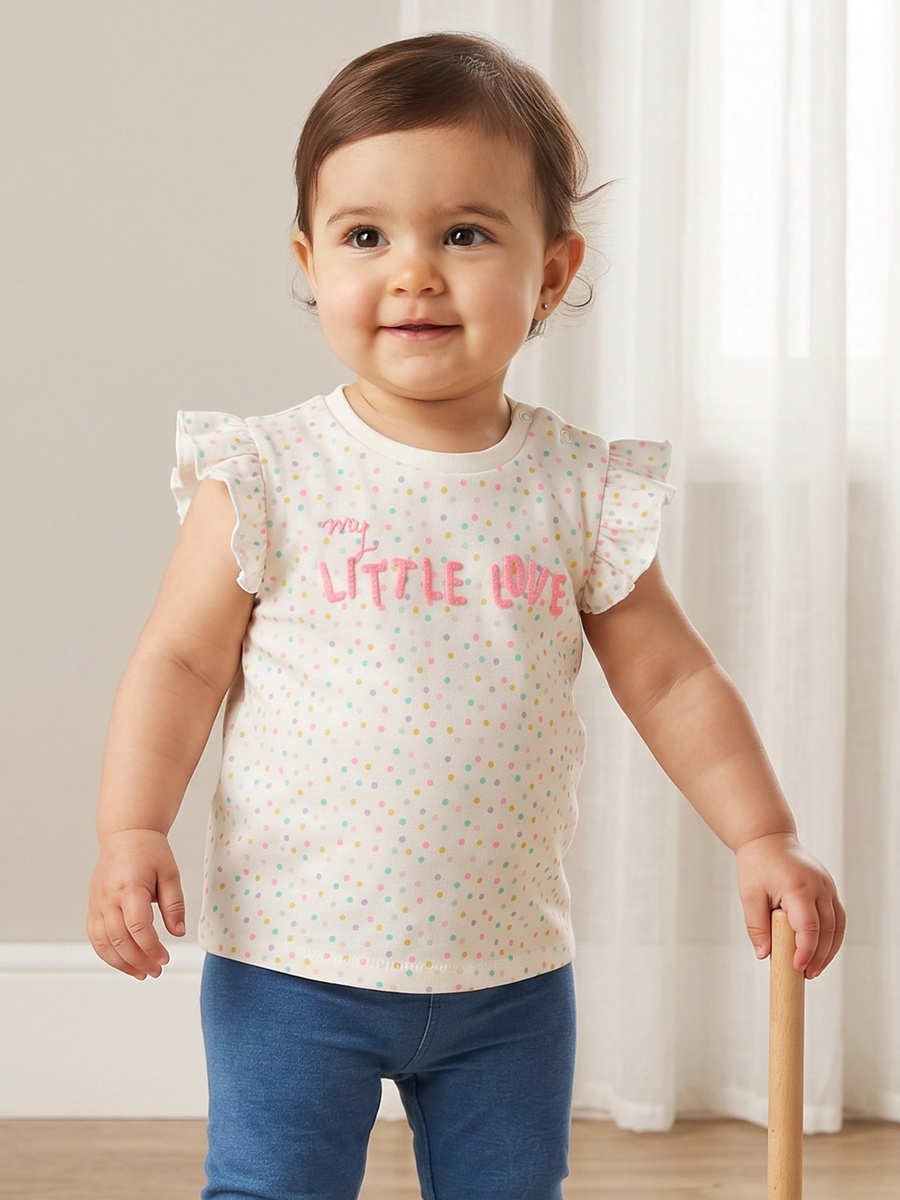 Crew Neck Sleeveless T-Shirt with Heart Applique