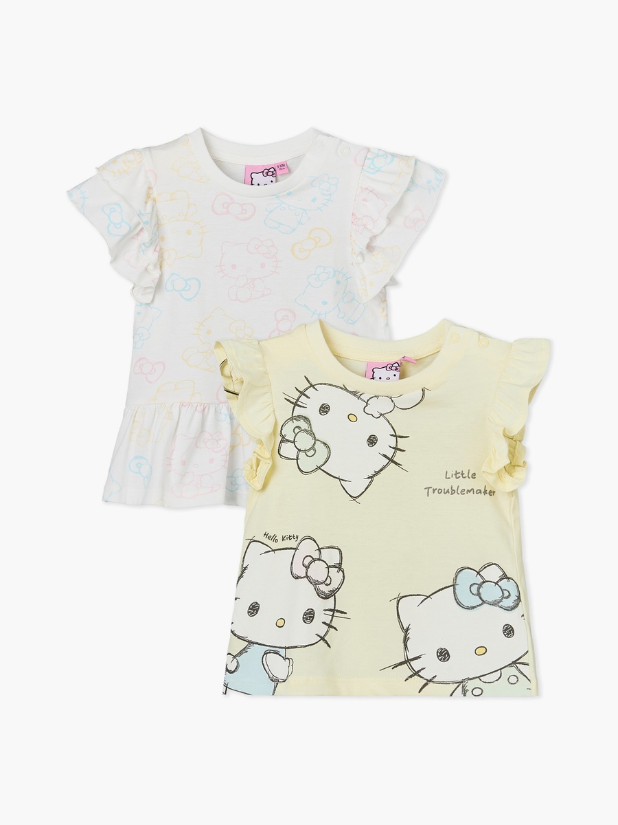 Pack of 2 Crew Neck Sleeveless T-Shirt with Hello Kitty Print