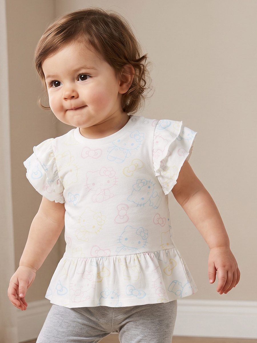 Pack of 2 Crew Neck Sleeveless T-Shirt with Hello Kitty Print