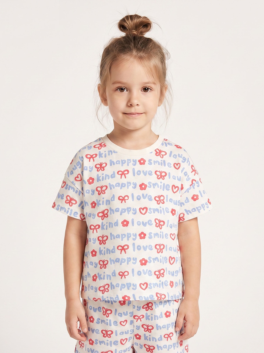 Crew Neck Short Sleeves T-Shirt with Typographic Print