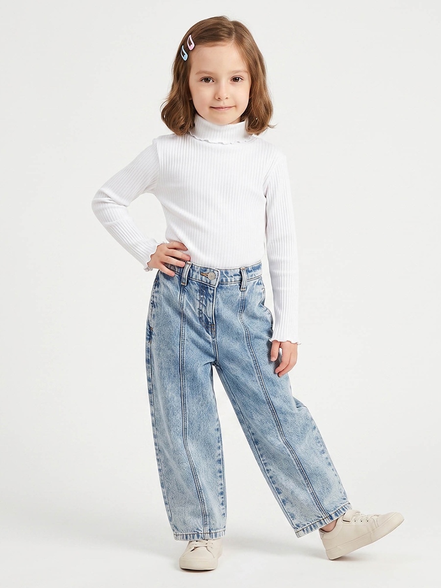 Turtleneck Long Sleeves T-Shirt with Ribbed Design