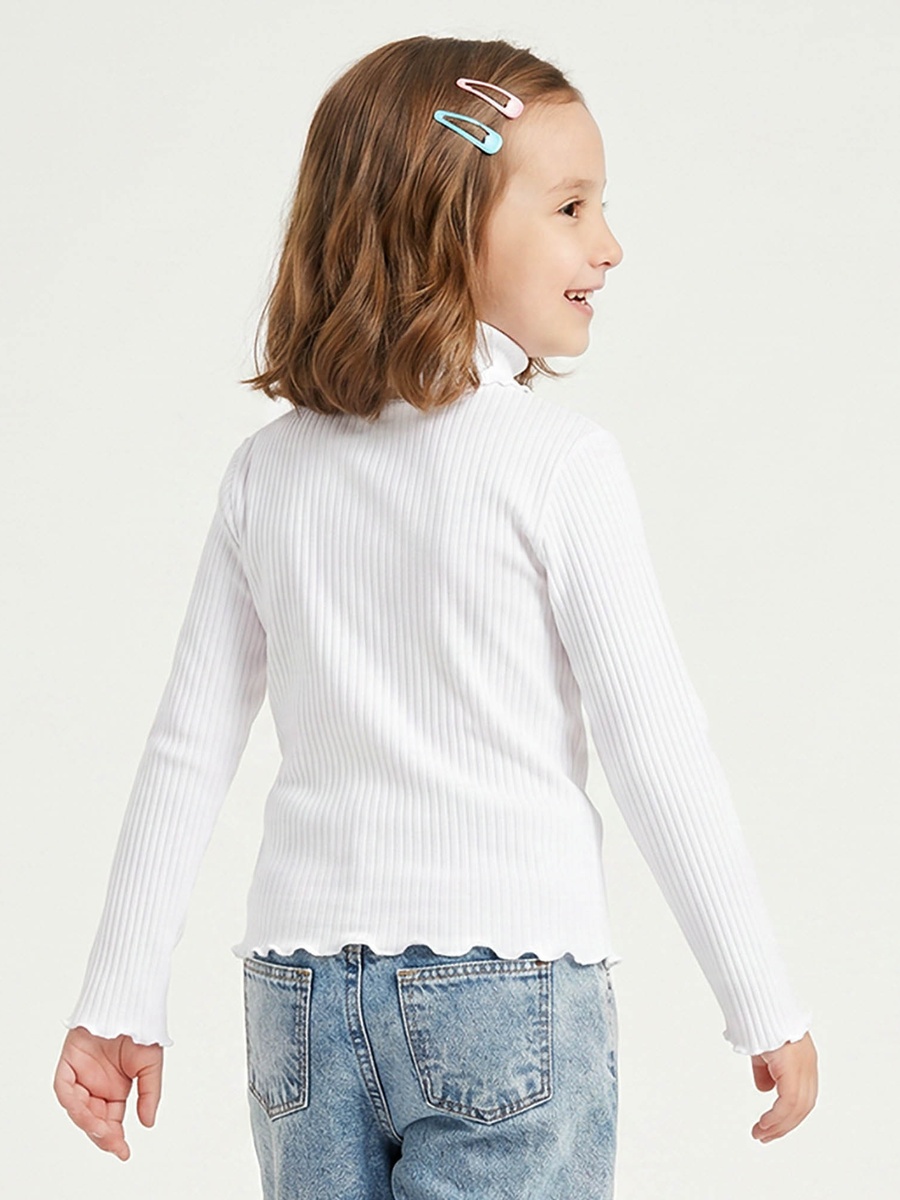 Turtleneck Long Sleeves T-Shirt with Ribbed Design