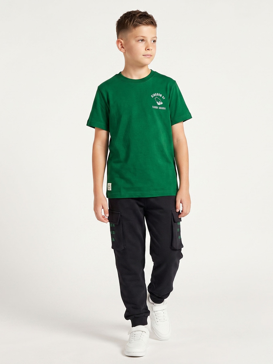 Crew Neck Short Sleeves T-Shirt with Typography Print