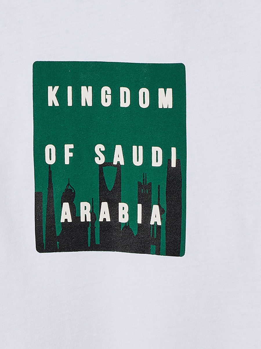 Crew Neck Short Sleeves T-Shirt with Typography Print