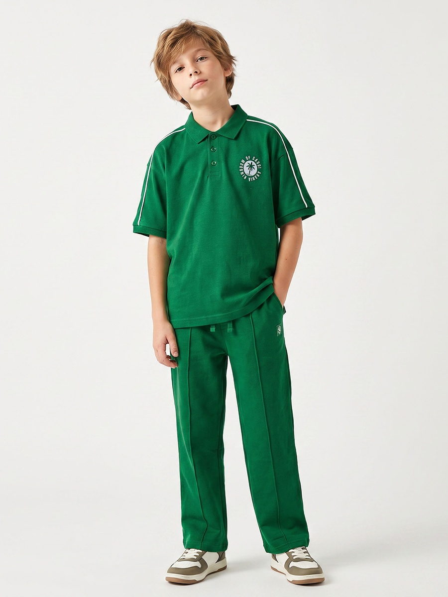 Polo Neck Short Sleeves T-Shirt with KSA National Day Print