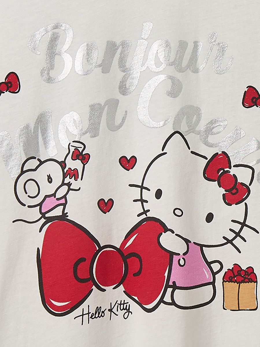 Round Neck Short Sleeves T-Shirt with Stitch Print