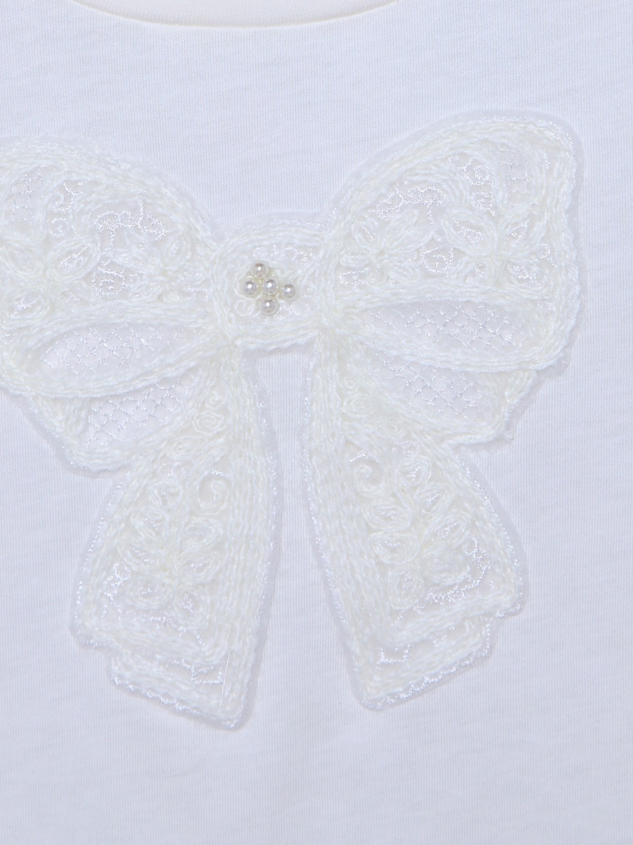 Crew Neck Short Sleeves Top with Bow Applique