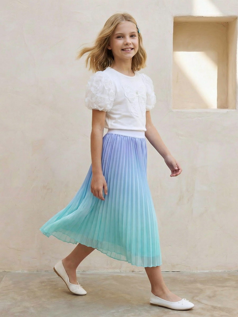 Crew Neck Short Sleeves Top with Bow Applique