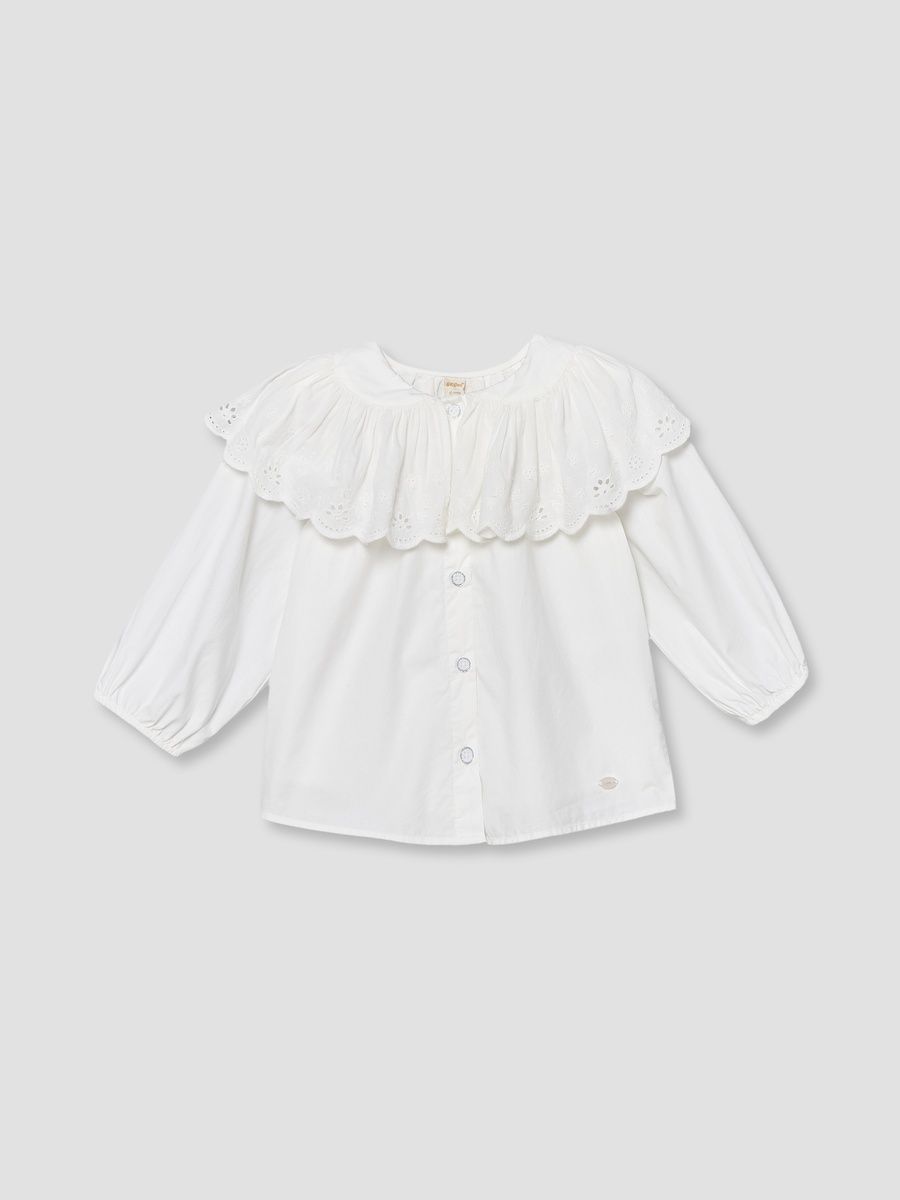 Round Neck Long Sleeves Top with Embroidery