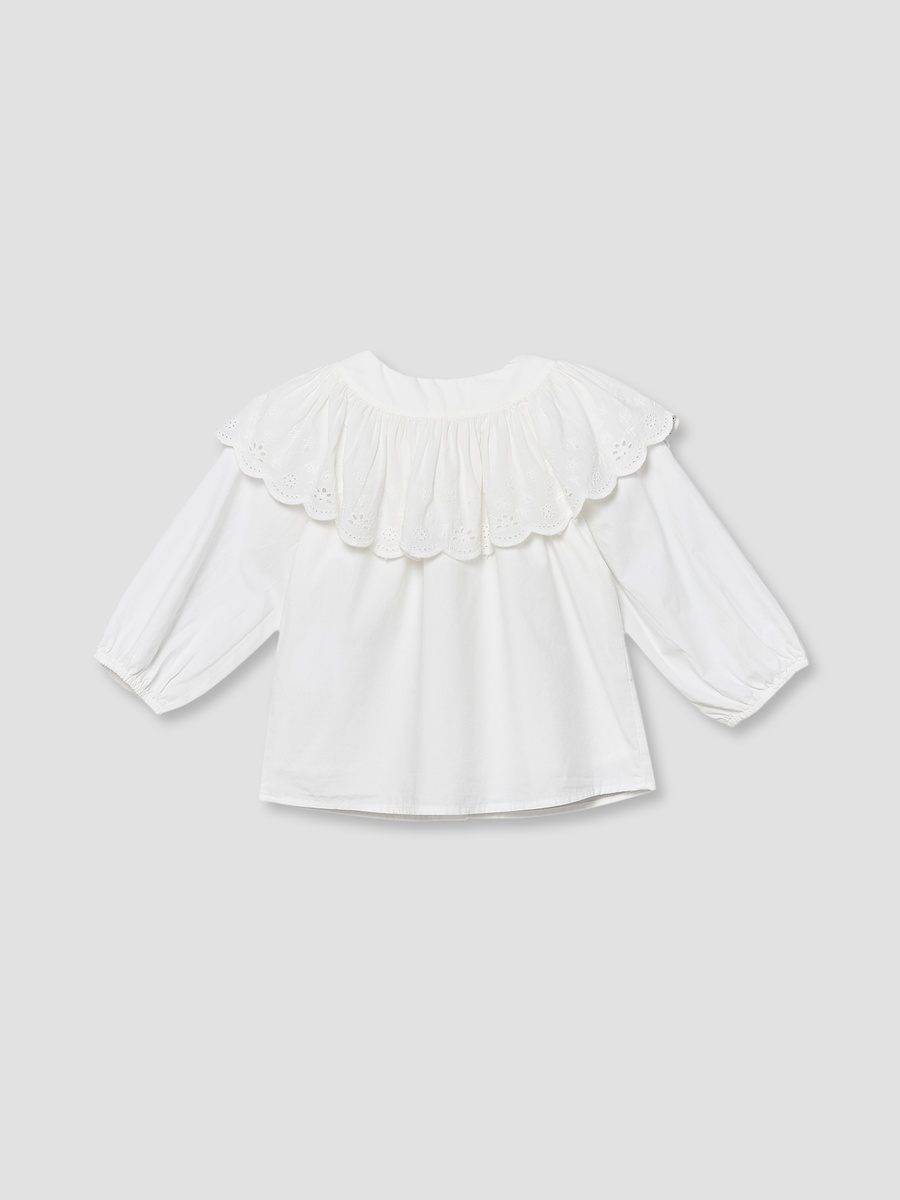 Round Neck Long Sleeves Top with Embroidery