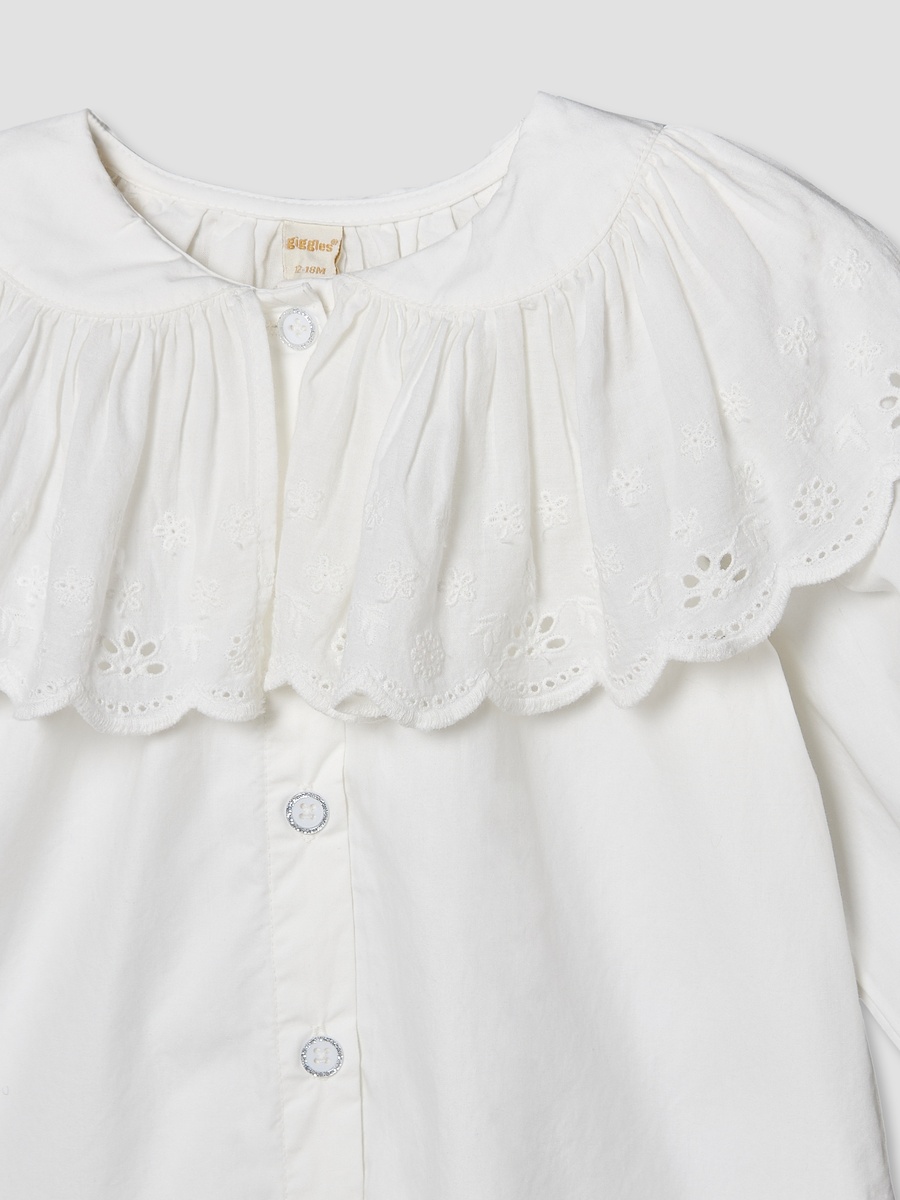 Round Neck Long Sleeves Top with Embroidery