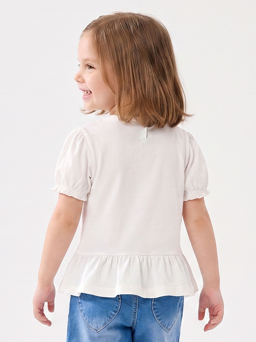Crew Neck Short Sleeves Top with Bow Accent