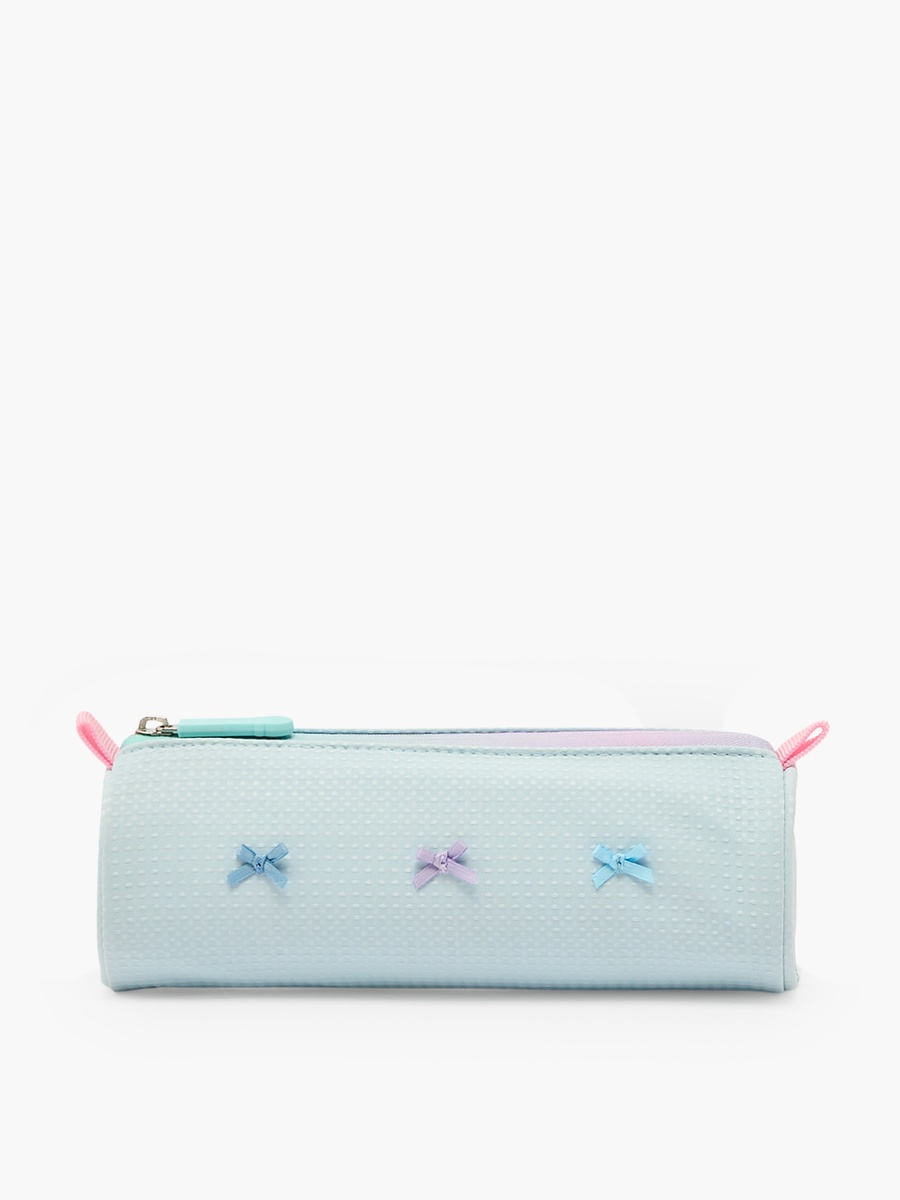 Bow Detail Pencil Pouch with Zip Closure