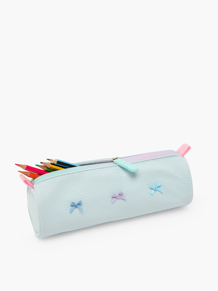 Bow Detail Pencil Pouch with Zip Closure